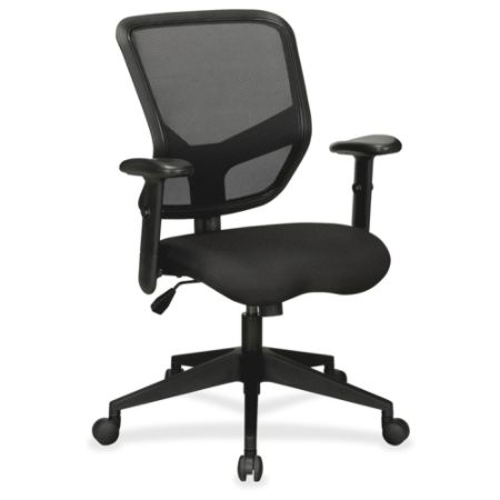 Lorell Executive Mesh Mid-Back Chair - Fabric Black Seat - Black Back - 5-star Base - 28" Width x 25.8" Depth x 28.5" Height