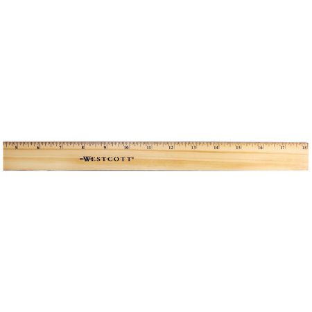 Westcott&reg; Wood Ruler, Single Edge, 18"