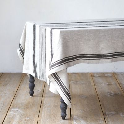 Charcoal Striped Tablecloth