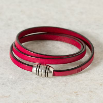 Wrapped Leather Bracelet, Fuschia