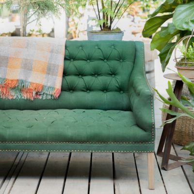 Tufted Linen Loveseat