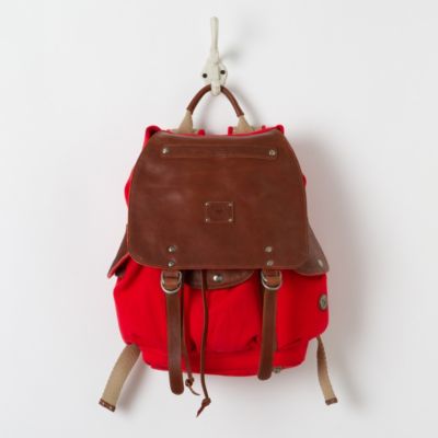 Washed Canvas Rucksack, Red 