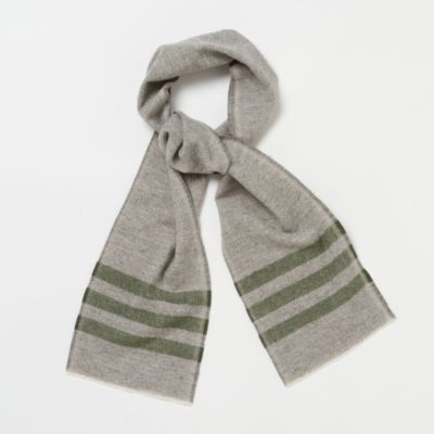 Striped Trapper Scarf, Olive