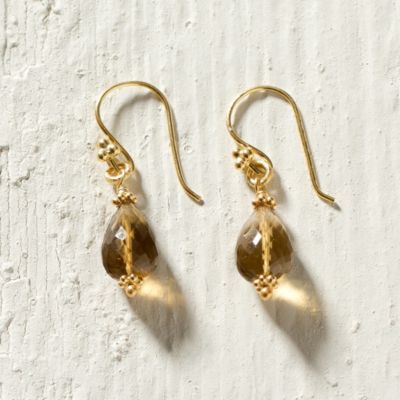 Cognac Quartz Drop Earrings