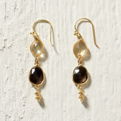 Double Gemstone Drop Earrings