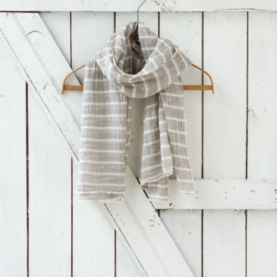 Cotton Stripe Scarf, Smoke