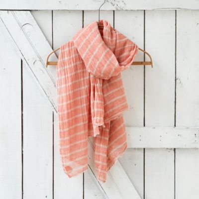 Cotton Stripe Scarf, Rose