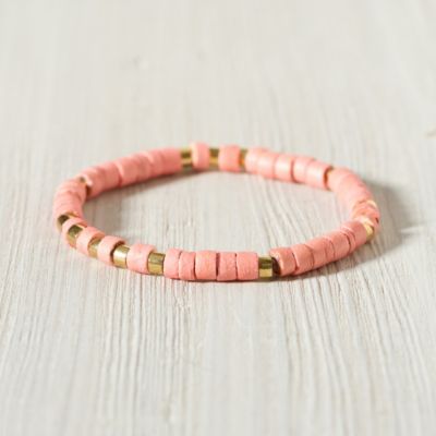 Coconut Shell Bracelet, Coral