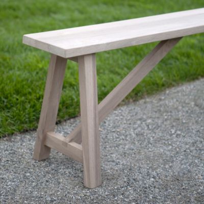 Preserved Teak Trestle Leg Bench