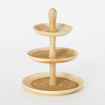 Bleached Acacia Three-Tier Stand