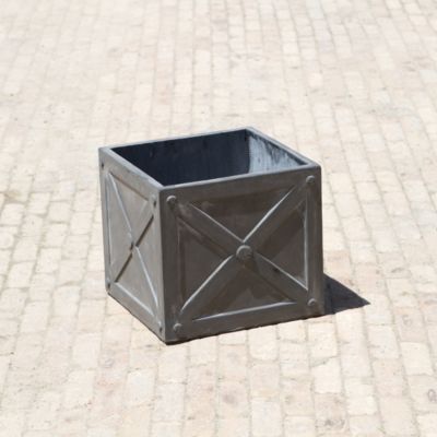 Crossed Fiberclay Cube Planter, Small