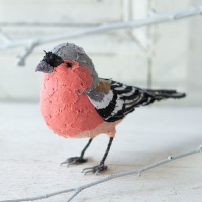 Hand-Stitched Bird in Pink, by Abigail Brown