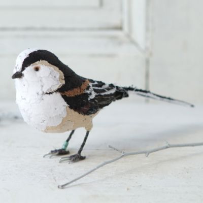 Hand-Stitched Bird in White, by Abigail Brown