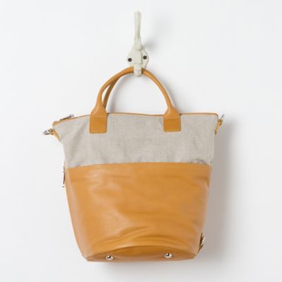 Leather & Cotton Tote, Mustard