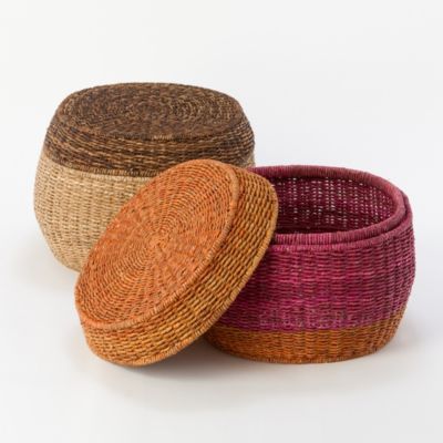 Striped Storage Pouf