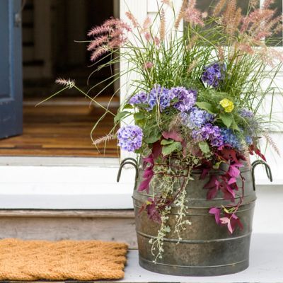 Galvanized Barrel Planter