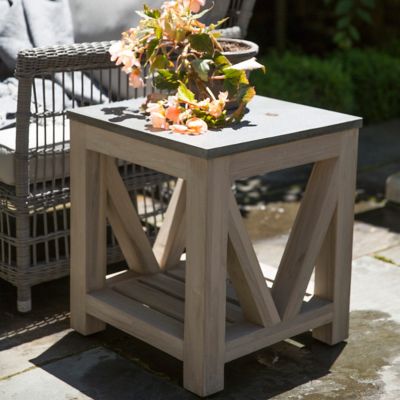 Stone & Teak End Table