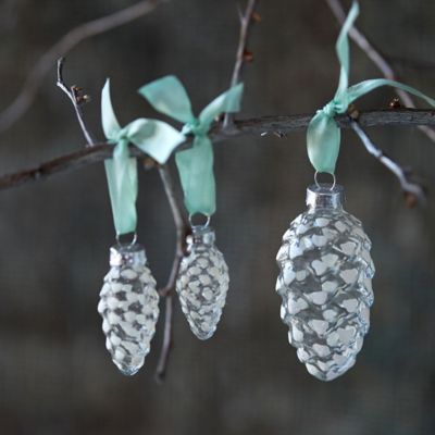 Glass Pinecone Ornament Trio Terrain