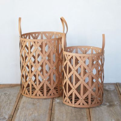 Woven Leather Cylinder Basket Terrain