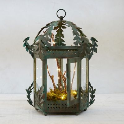 Verdigris Oak Lantern