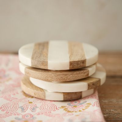 Marble & Wood Coasters, Set of 4 Terrain