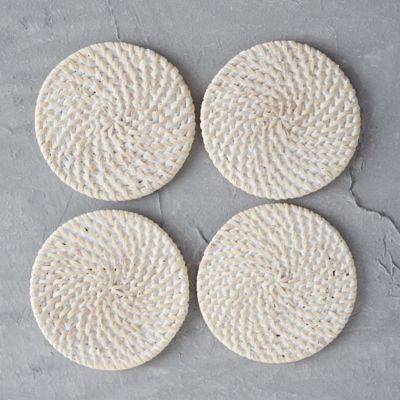 Whitewash Rattan Coasters, Set of 4 Terrain