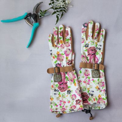 floral twill garden gloves