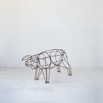 Antique Iron Topiary Form, Pig