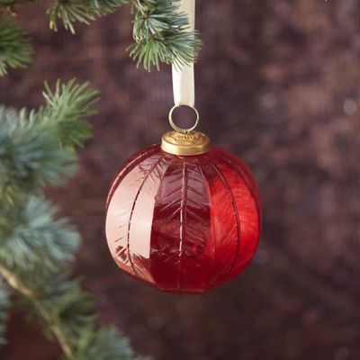 Cranberry Glass Globe Ornament Terrain
