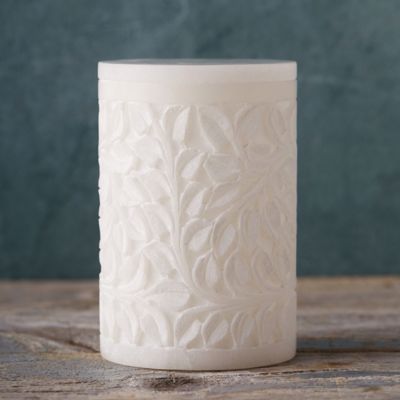 Carved Alabaster Storage Canister
