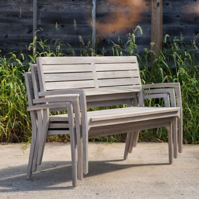 Slatted Teak Stacking Bench