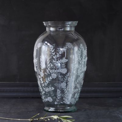 Etched Garden Glass Urn Terrain