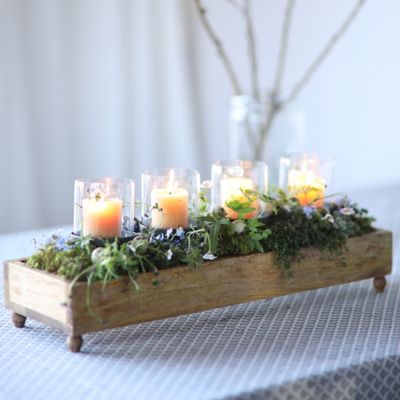 Wood & Iron Candle Trough