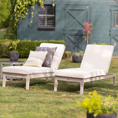 Slatted Teak Lounger + Outdoor Cushion