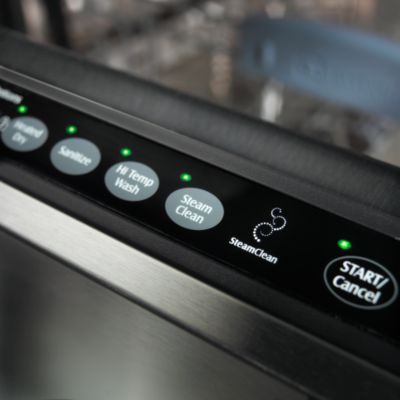 Integrated control panel (stainless steel model shown)