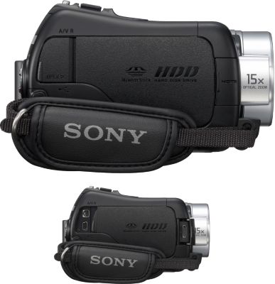 Grip side of HDR-SR10 (jacks open/closed)