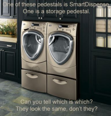 Which is which? (Washer, dryer, and pedestal available separately)