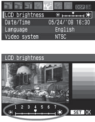 How to change brightness of the LCD of the EOS Digital Rebel XS