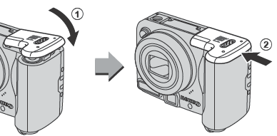 Installing the batteries and memory card into a PowerShot A720 IS.