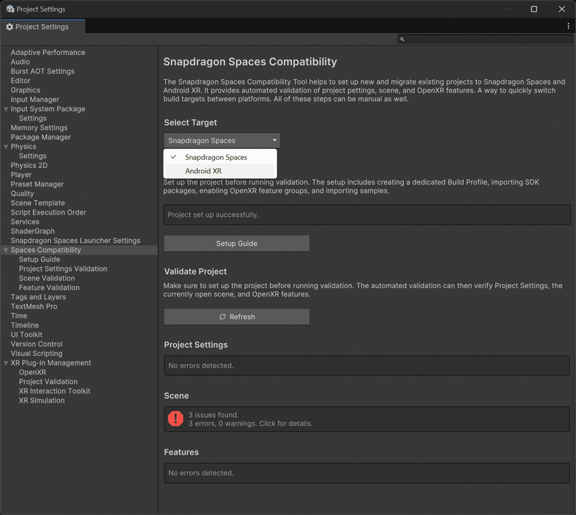 Herramienta de compatibilidad de Snapdragon Spaces