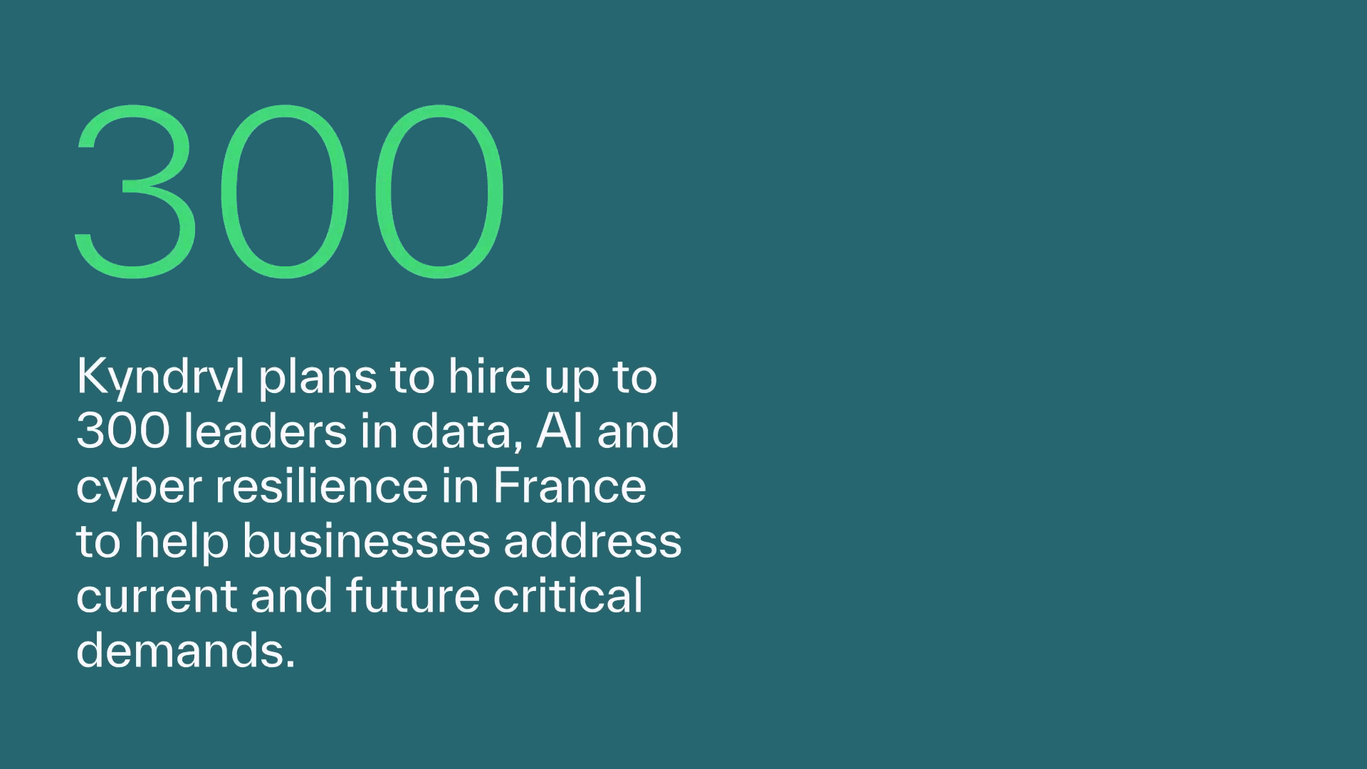 Kyndryl plans to hire up to 300 leaders in data, AI and cyber resilience in France to help businesses address current and future critical demands.