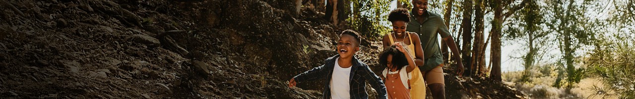 A family walking in nature