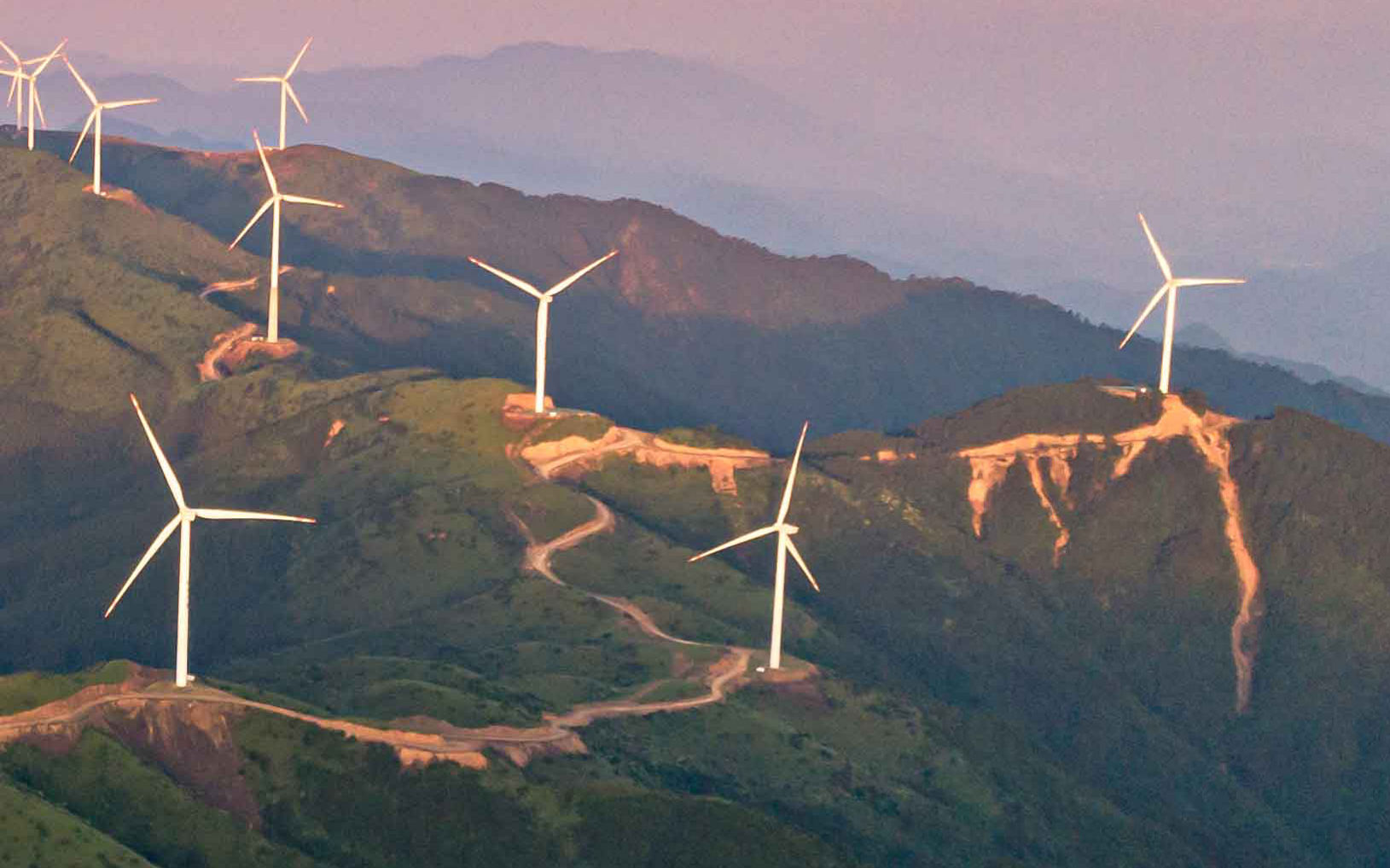 Large-scale wind power generation in mountainous areas