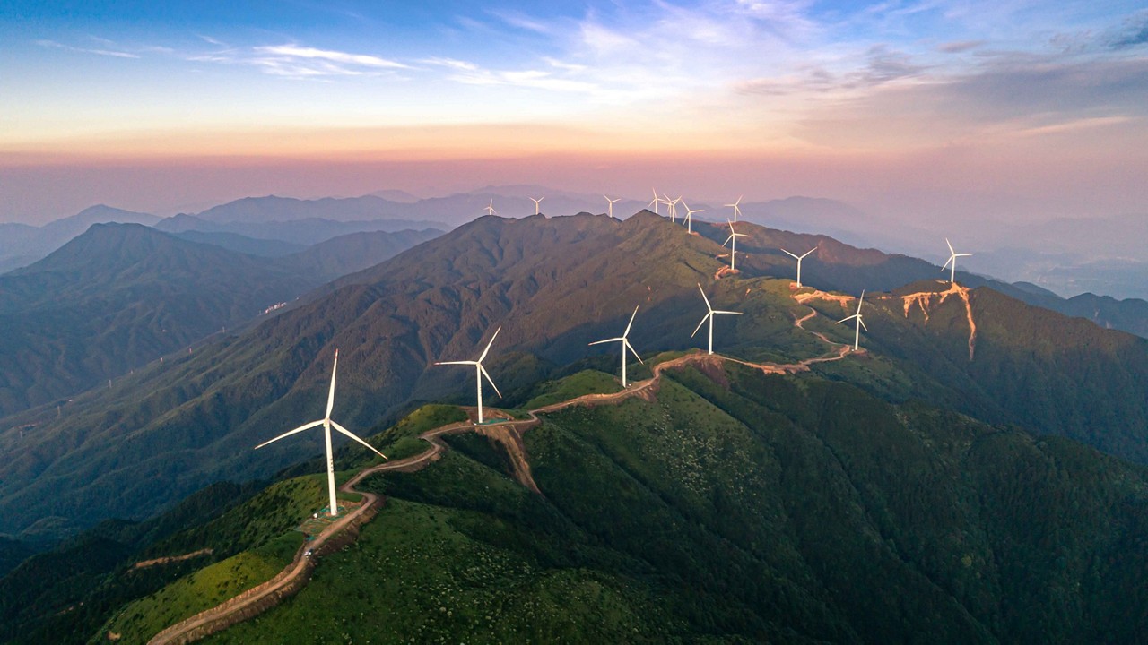 Large-scale wind power generation in mountainous areas
