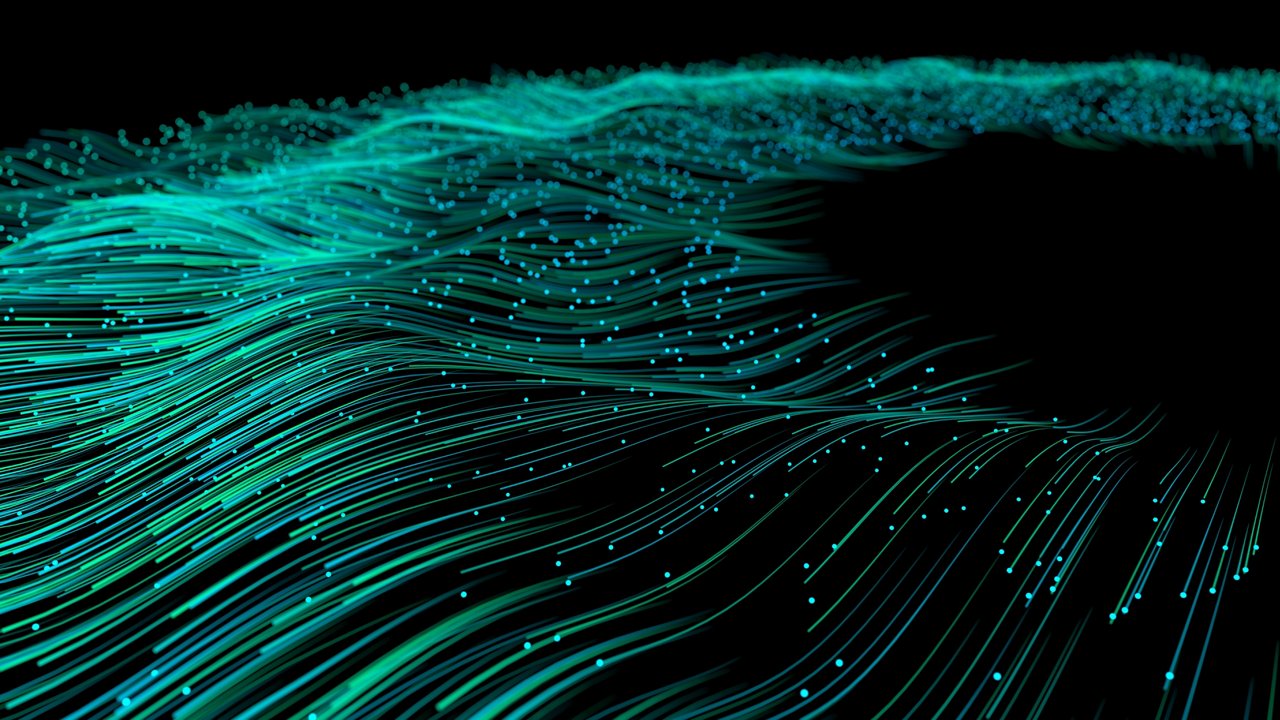There are undulating wavy particle lines