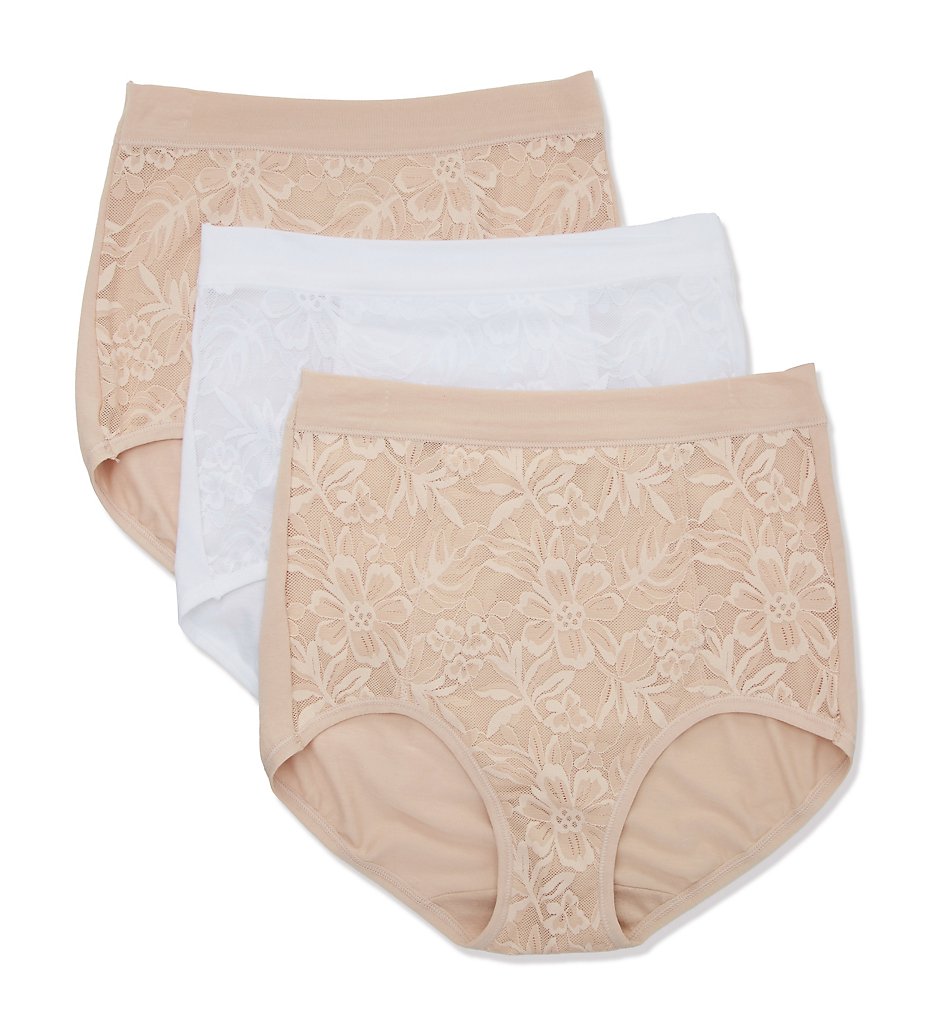 Bali DFCLB3 Breathe By Bali High Waist Lace Brief - 3 Pack - Picture 2 of 5