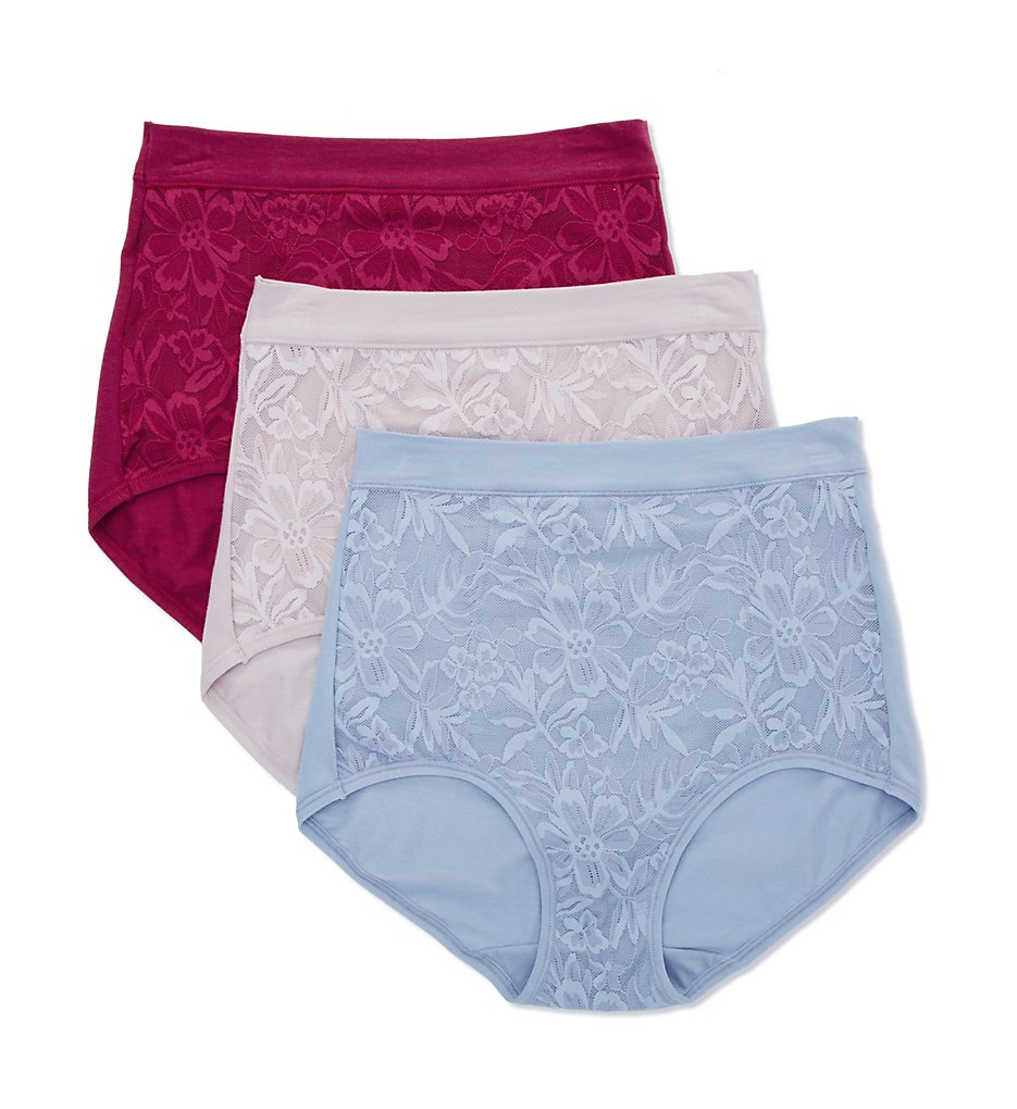Bali DFCLB3 Breathe By Bali High Waist Lace Brief - 3 Pack - Picture 3 of 5