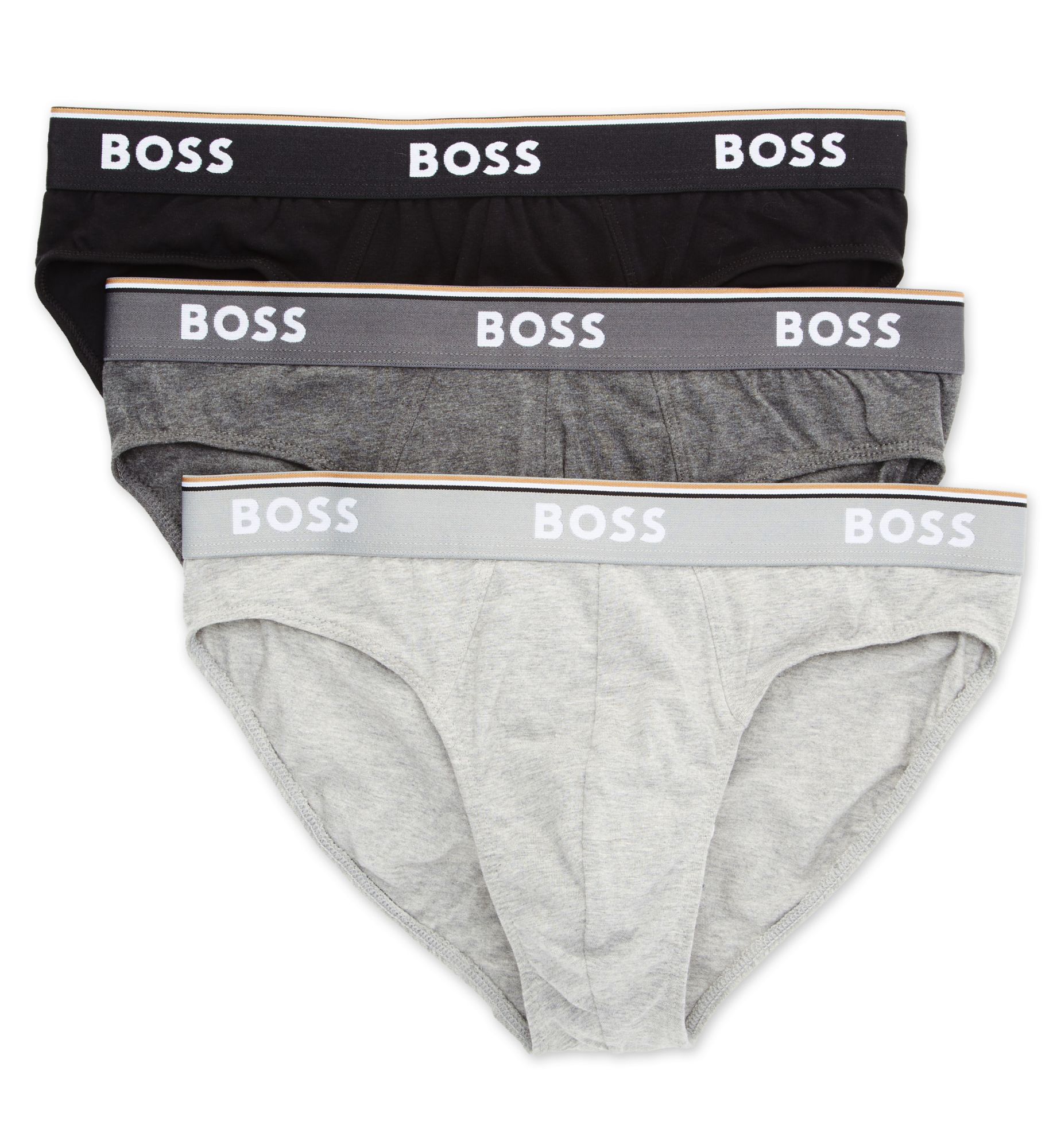 Boss Hugo Boss Men's Boss Hugo NOS Power Brief - 3 Pack, Black/Grey/Steel Assorted (0475273) L (0475273) | Size Large | HisRoom.com