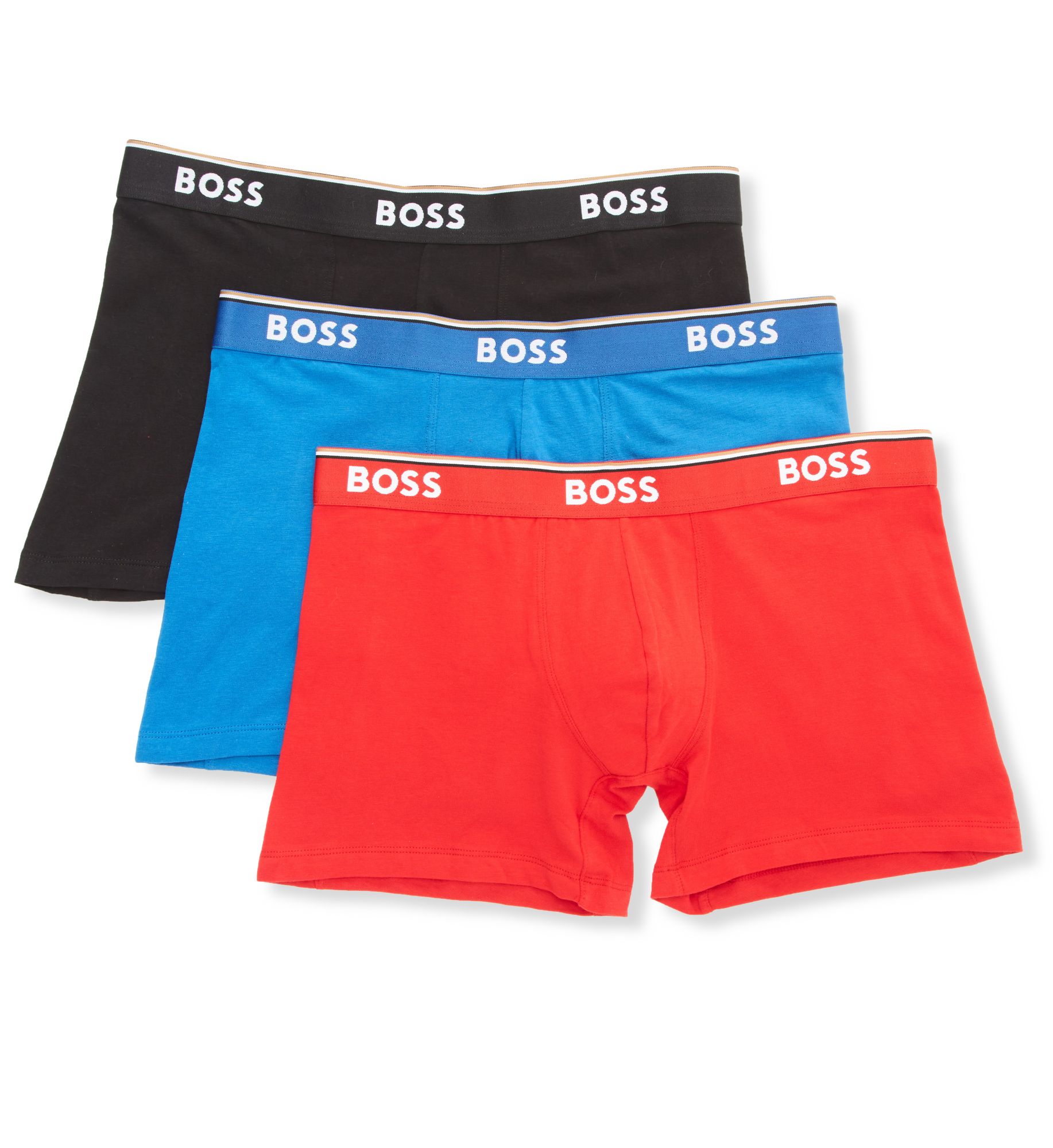 Boss Hugo Boss Men's Boss Hugo NOS Power Boxer Brief - 3 Pack, Black/Blue/Red Assorted (0475282) M (0475282) | Size Medium | HisRoom.com