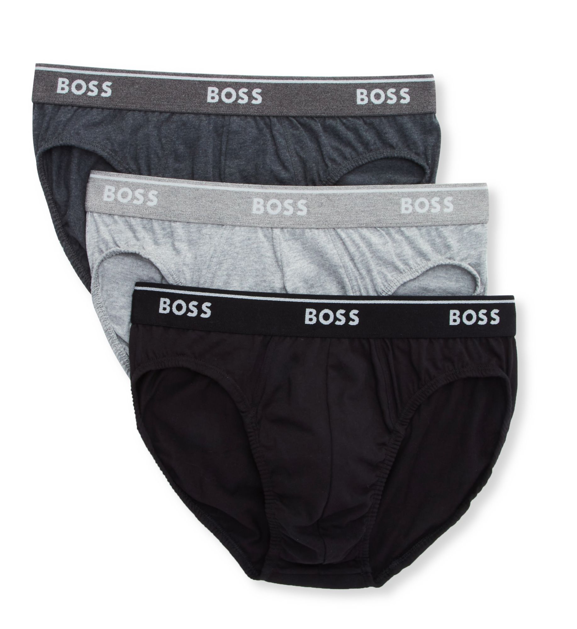 Boss Hugo Boss Men's Boss Hugo Classic Fit Cotton Brief - 3 Pack, Black/Grey/Steel Assorted (0475663) XL (0475663) | Size XL | HisRoom.com